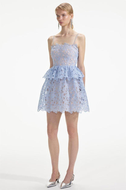 Lace Tiered Cami Mini Dress | Blue | Party | Lace - ZyraLux Kleding en accessoires