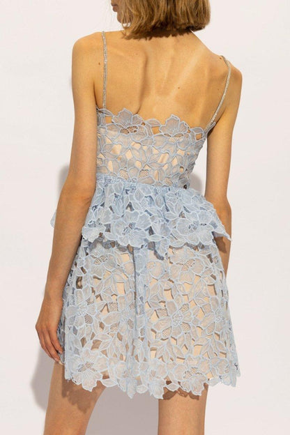 Lace Tiered Cami Mini Dress | Blue | Party | Lace - ZyraLux Kleding en accessoires