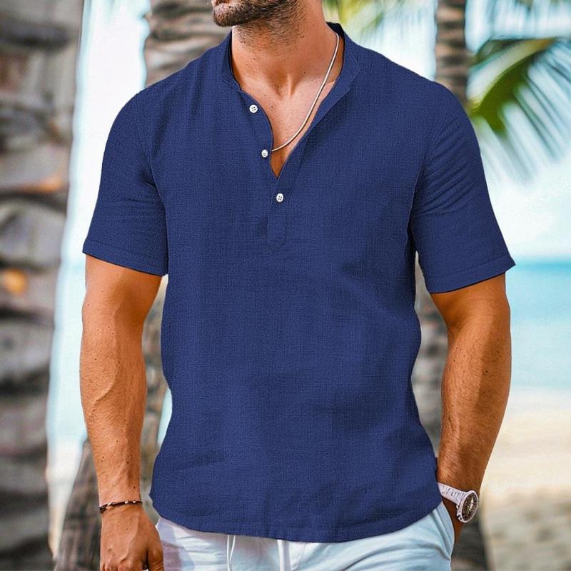 Ronin | Henley kraag korte mouw casual overhemd