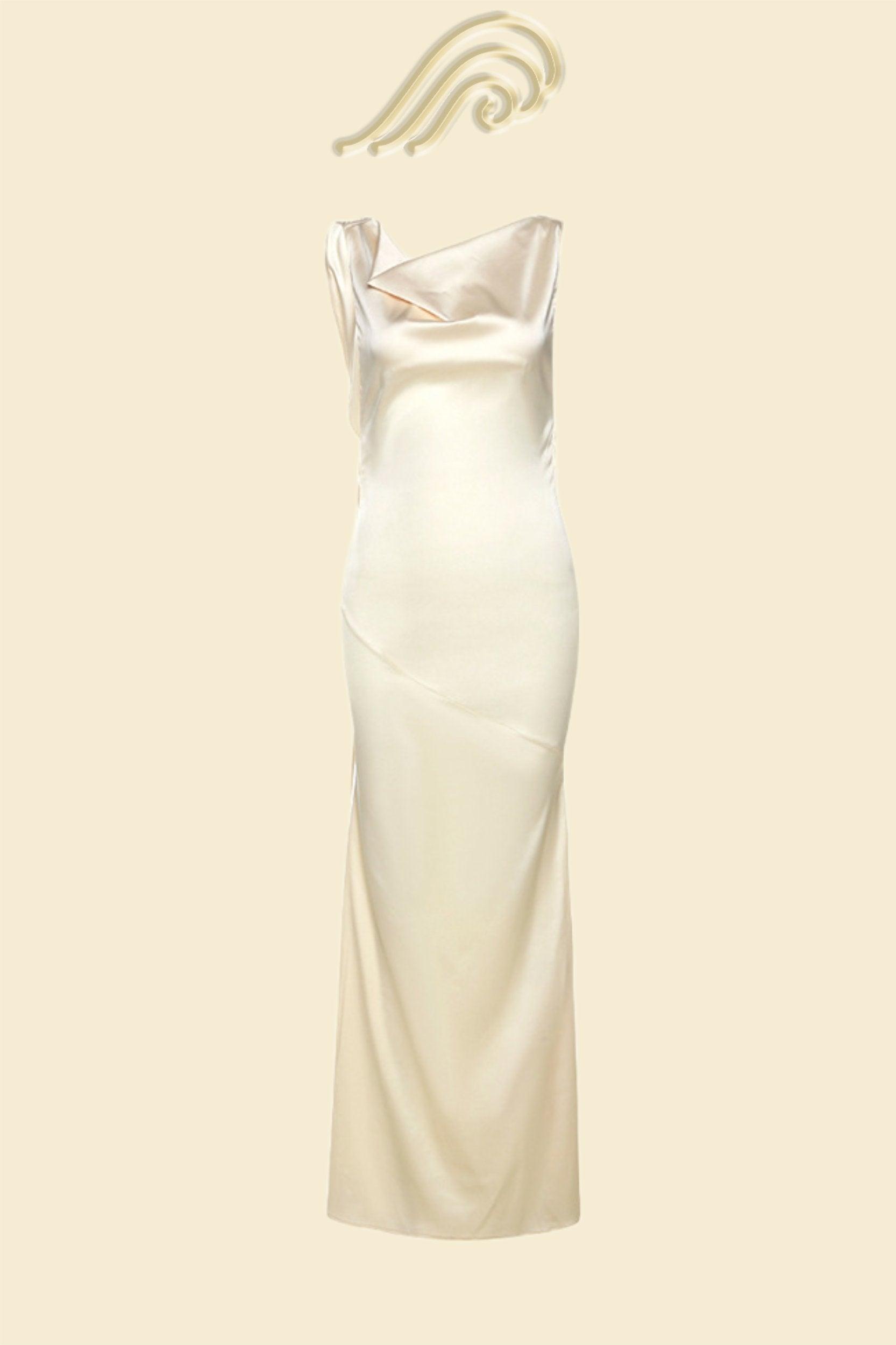 Eternal Grace Satin Dress | Beige | Evening | Satin - ZyraLux Kleding en accessoires