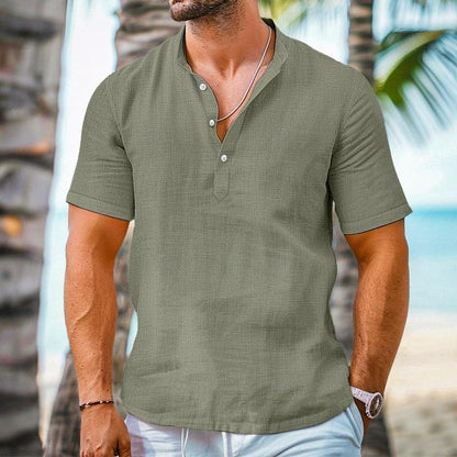 Ronin | Henley kraag korte mouw casual overhemd