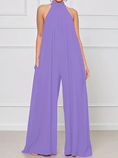 Effen jumpsuit met ruches