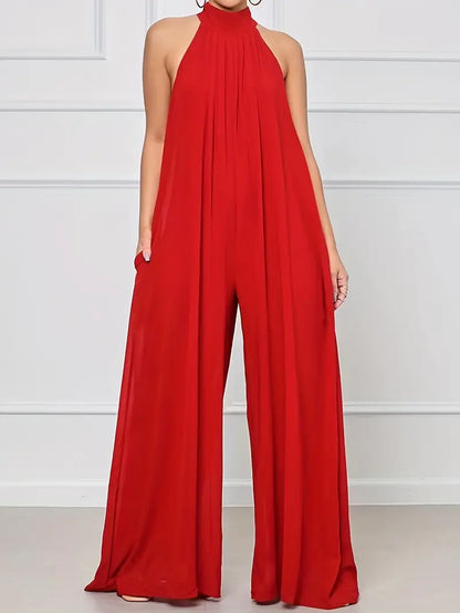 Effen jumpsuit met ruches