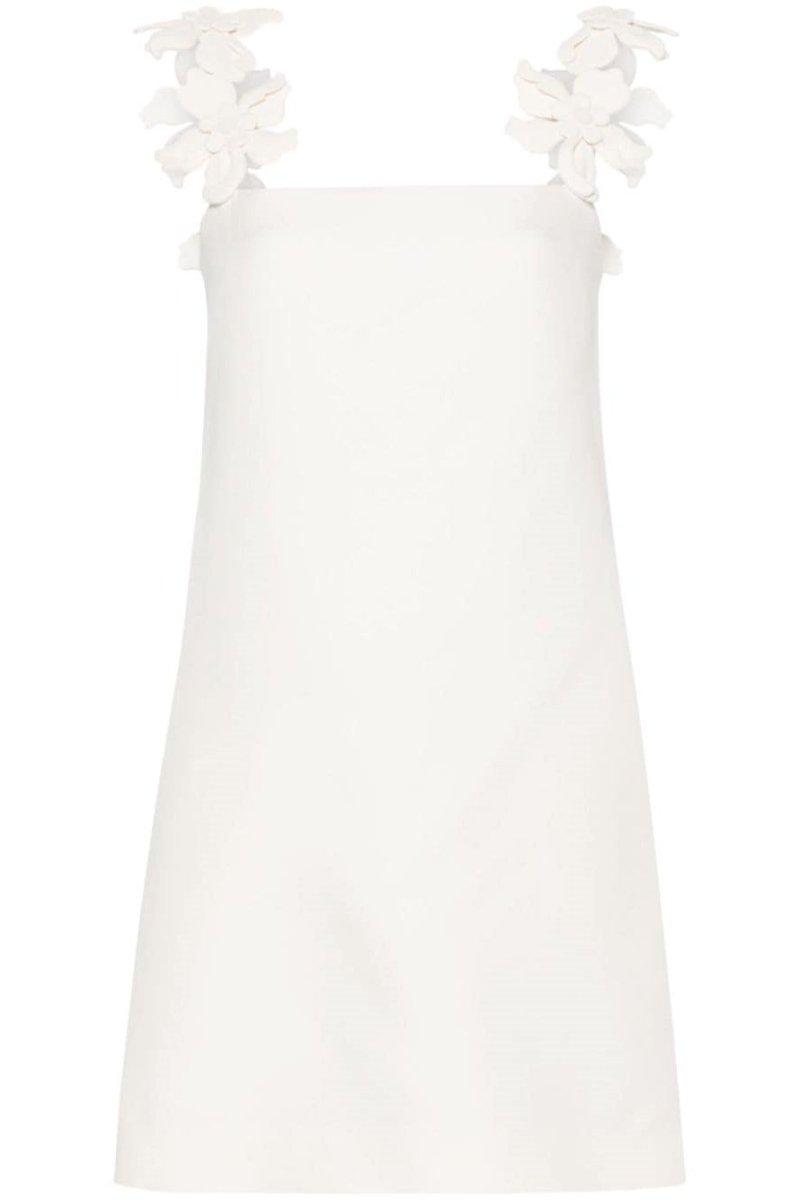 Flower Strap Mini Dress | White | Summer Soirée | Linen - ZyraLux Kleding en accessoires