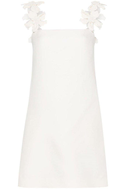 Flower Strap Mini Dress | White | Summer Soirée | Linen - ZyraLux Kleding en accessoires