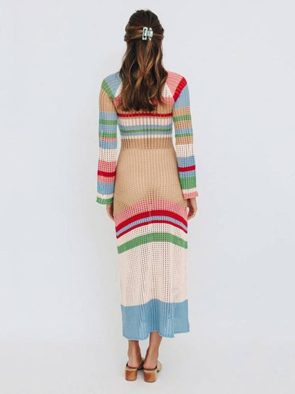 Ruth Crochet Colorblock Maxi Dress | Multicolor | Casual | Cotton - ZyraLux Kleding en accessoires