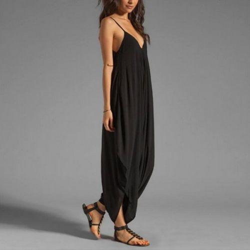 Plus Size High Fashion Bohemian Black Sleeveless Jumpsuit - ZyraLux jumpsuit