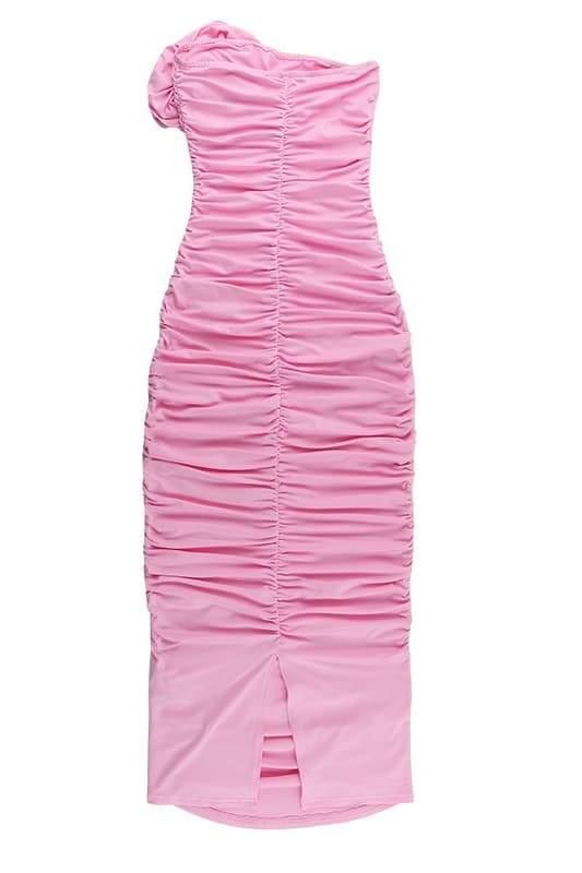 Tina Flower Strapless Midi-jurk | Roze | Formeel | Polyester