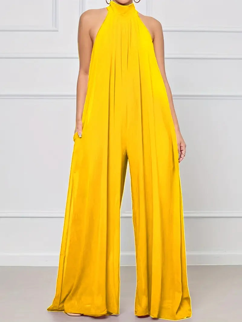 Effen jumpsuit met ruches