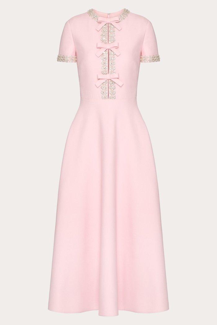 Regal Bowknot Crystal Dress | Pink | Evening | Crepe - ZyraLux Kleding en accessoires