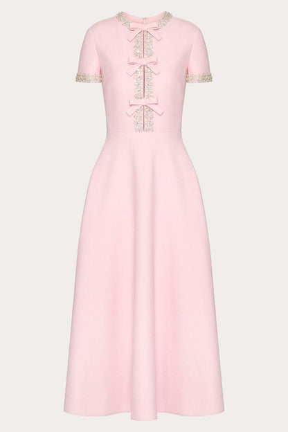 Regal Bowknot Crystal Dress | Pink | Evening | Crepe - ZyraLux Kleding en accessoires