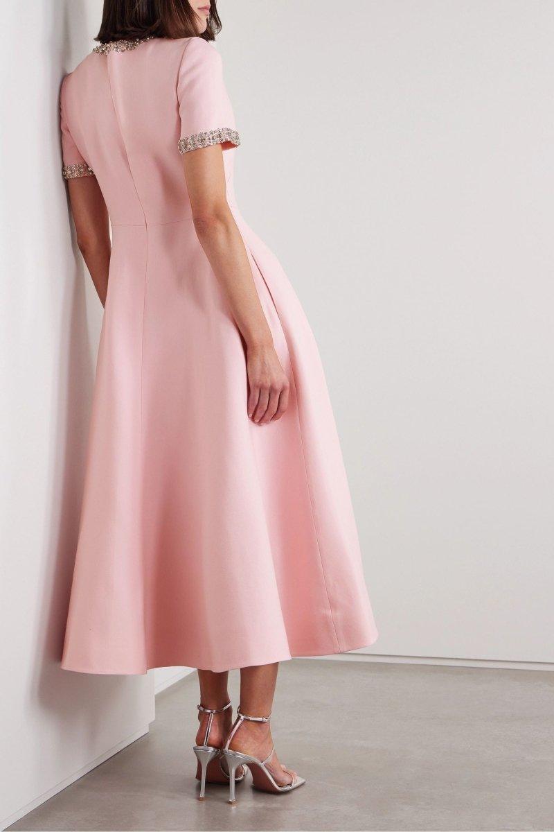 Regal Bowknot Crystal Dress | Pink | Evening | Crepe - ZyraLux Kleding en accessoires