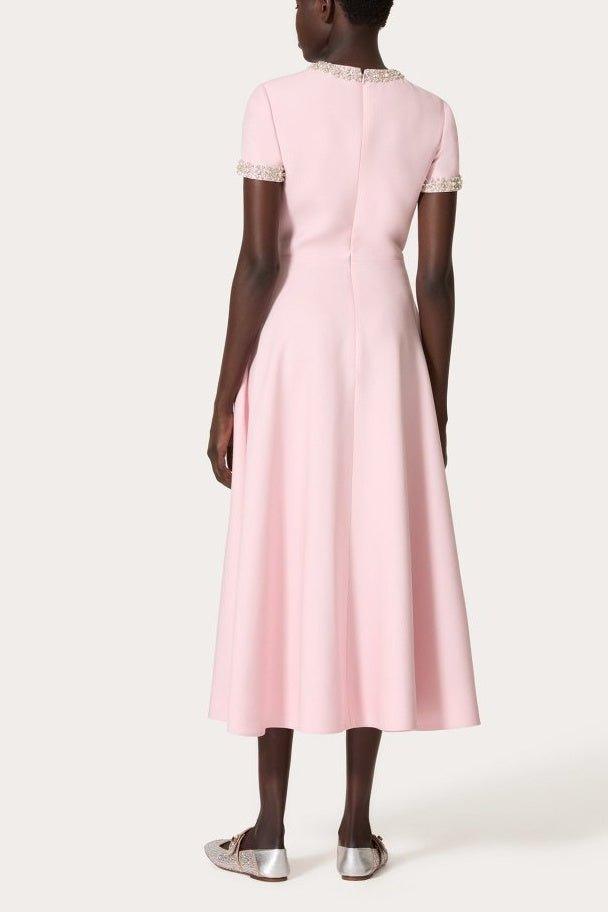 Regal Bowknot Crystal Dress | Pink | Evening | Crepe - ZyraLux Kleding en accessoires